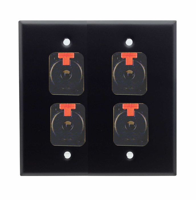 Dual Gang Stainless Steel Wall Plates with Four TRS Female - AMERICAN RECORDER TECHNOLOGIES, INC.