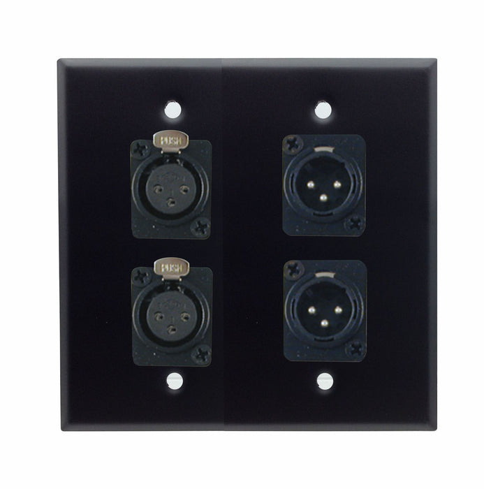 Dual Gang Stainless Steel Wall Plates with Two XLR Female/Two XLR Male - AMERICAN RECORDER TECHNOLOGIES, INC.