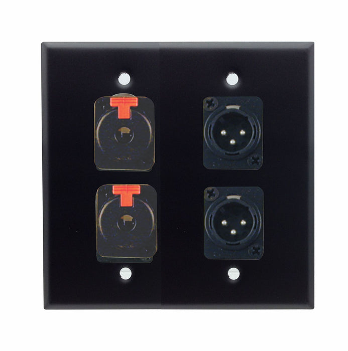 Dual Gang Stainless Steel Wall Plates with Two XLR Male/Two TRS Female - AMERICAN RECORDER TECHNOLOGIES, INC.