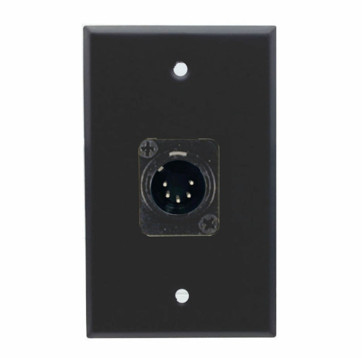 Single Gang Stainless Steel Wall Plate with 5 pin XLR Male - AMERICAN RECORDER TECHNOLOGIES, INC.