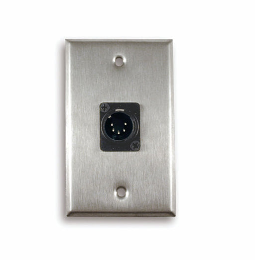 Single Gang Stainless Steel Wall Plate with 5 pin XLR Male - AMERICAN RECORDER TECHNOLOGIES, INC.