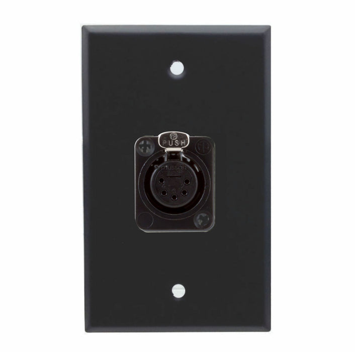 Single Gang Stainless Steel Wall Plate with 5 pin XLR Female - black