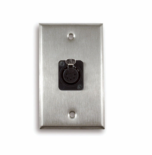 Single Gang Stainless Steel Wall Plate with 5 pin XLR Female - AMERICAN RECORDER TECHNOLOGIES, INC.
