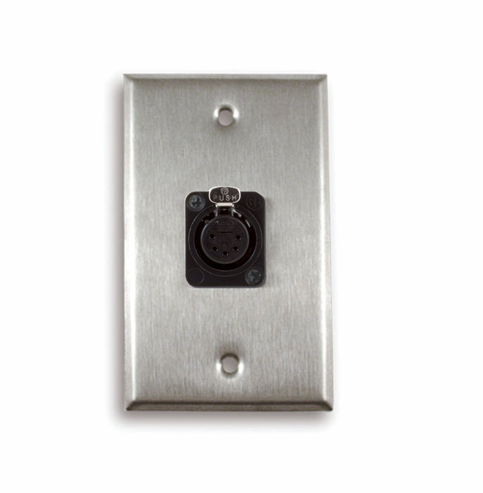 Single Gang Stainless Steel Wall Plate with 5 pin XLR Female - silver