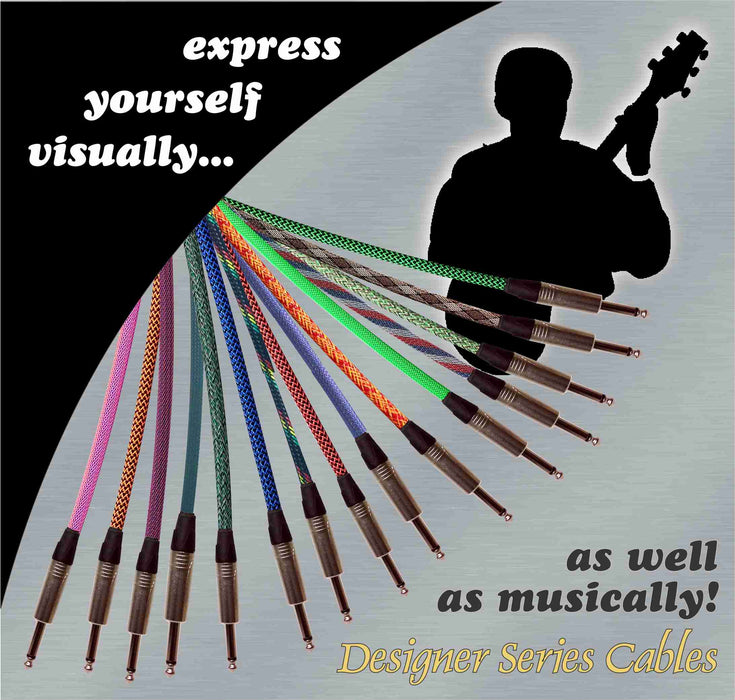 SUPER DUPER Designer Series Guitar Cables - 1/4" Straight to Right Angle - AMERICAN RECORDER TECHNOLOGIES, INC.