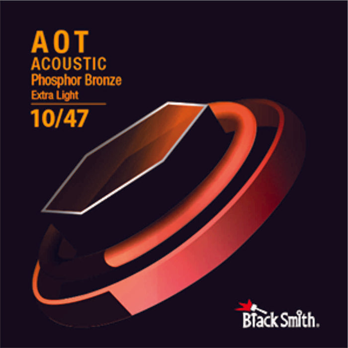 BLACKSMITH Acoustic 6 String Set, Nano-Carbon Coated Phosphor Bronze - Extra Light 010 - 047 - AMERICAN RECORDER TECHNOLOGIES, INC.