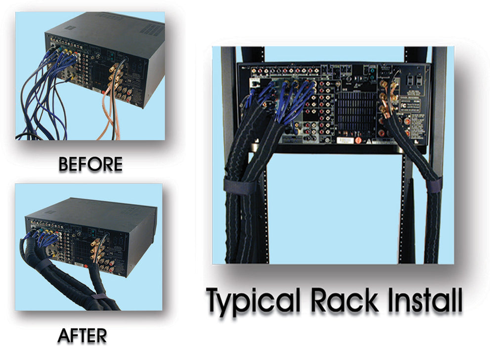 1/2 inch SNAKESKIN Wire & Cable Cover - black - 100 feet - AMERICAN RECORDER TECHNOLOGIES, INC.