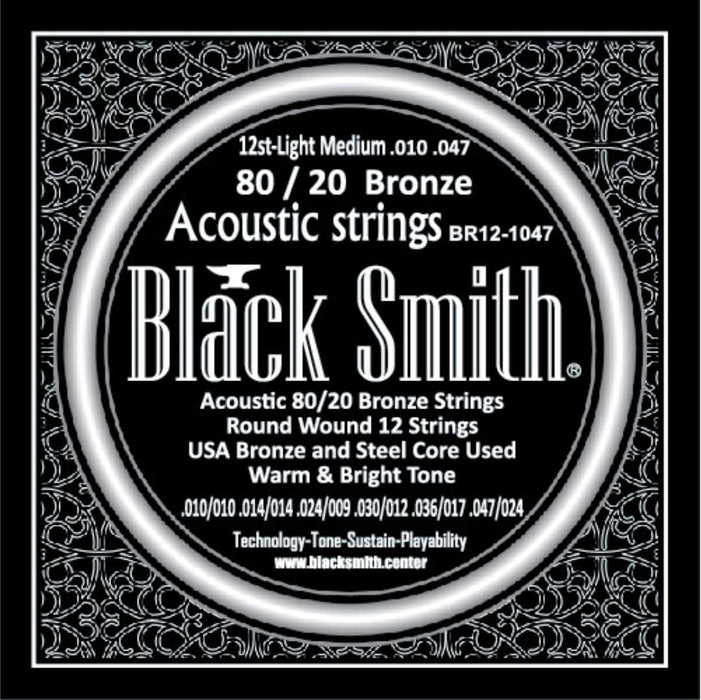 BLACKSMITH 80/20 Bronze Acoustic 12 String Set - Light Medium 010 - 047 - AMERICAN RECORDER TECHNOLOGIES, INC.