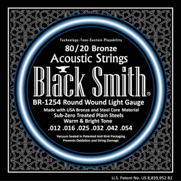 BLACKSMITH Acoustic 6 String Set, 80/20 Bronze - Light 12-54 - AMERICAN RECORDER TECHNOLOGIES, INC.