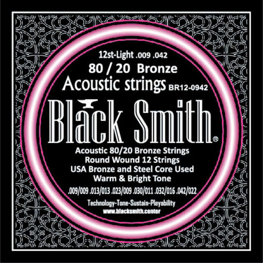 BLACKSMITH 80/20 Bronze Acoustic 12 String Set - Light 009 - 042 - AMERICAN RECORDER TECHNOLOGIES, INC.