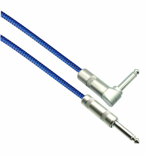 BLACK/NEON BLUE Designer Series Guitar Cables - 1/4" Straight to Right Angle - AMERICAN RECORDER TECHNOLOGIES, INC.