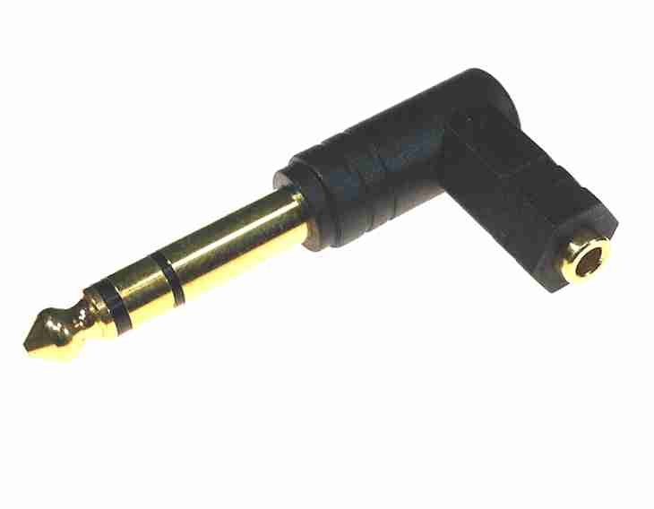 1/4" TRS (male) to 3.5mm (female) Right Angle Audio Adapter - AMERICAN RECORDER TECHNOLOGIES, INC.