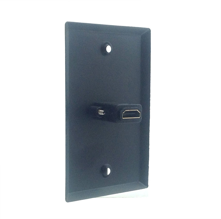 Single Gang HDMI Stainless Steel Wall Plate - Black - AMERICAN RECORDER TECHNOLOGIES, INC.