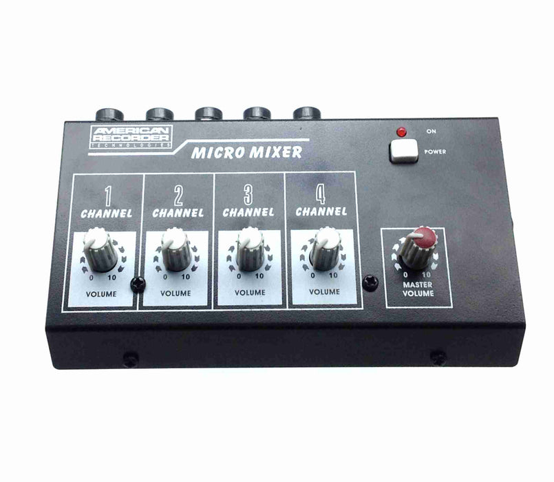 AMERICAN RECORDER 4 Channel, Battery Powered Mini Mixer — AMERICAN RECORDER  TECHNOLOGIES, INC.