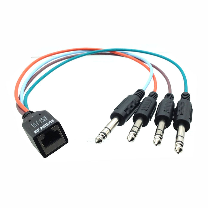 RJ45 Female to 4 each TRS Male Breakout Adapter - AMERICAN RECORDER TECHNOLOGIES, INC.