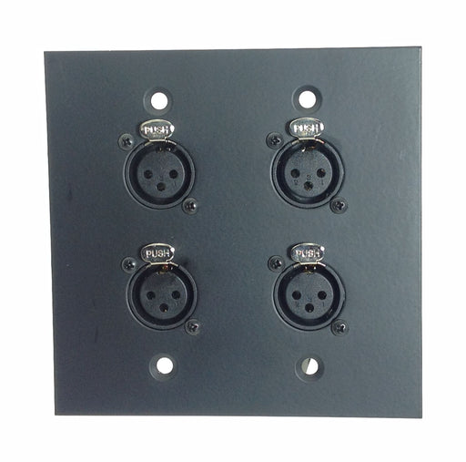 Dual Gang Wall Plate with 4 XLR Female Front / 1 Shielded RJ45 Rear - AMERICAN RECORDER TECHNOLOGIES, INC.