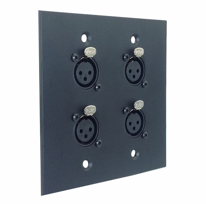 Dual Gang Wall Plate with 4 XLR Female Front / 1 Shielded RJ45 Rear - AMERICAN RECORDER TECHNOLOGIES, INC.