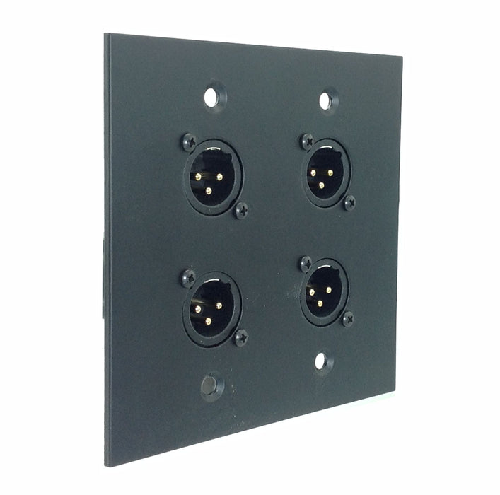 Dual Gang Wall Plate with 4 XLR Male Front / 1 Shielded RJ45 Rear - AMERICAN RECORDER TECHNOLOGIES, INC.