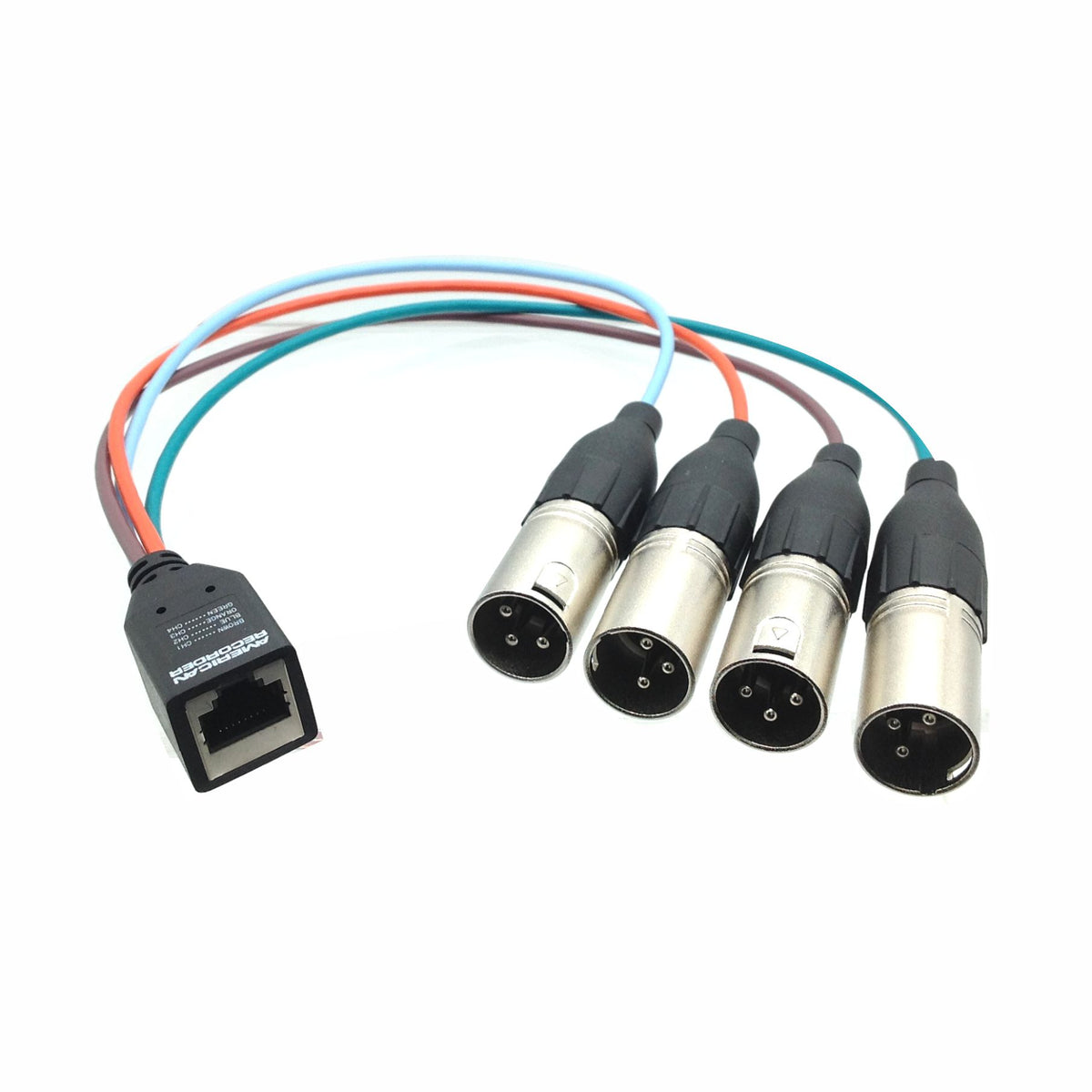 AMERICAN RECORDER RJ45 Female to 4 each Balanced XLR Male Breakout