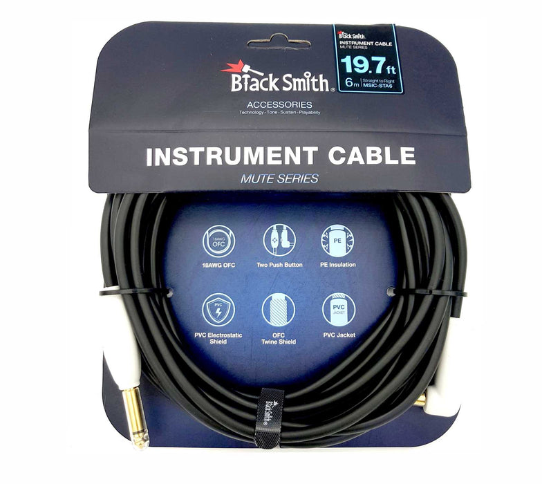 BLACKSMITH - Guitar Cable with Mute Button, straight to right angle - AMERICAN RECORDER TECHNOLOGIES, INC.