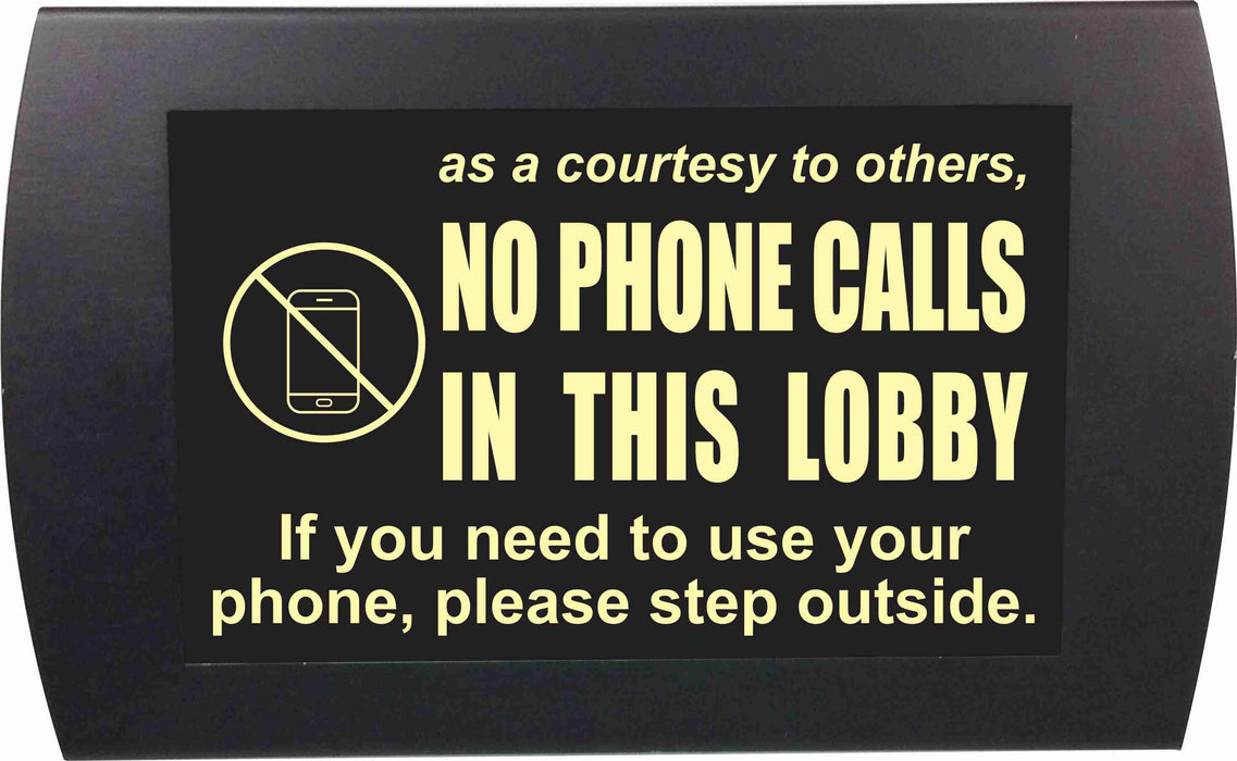 AMERICAN RECORDER - "NO PHONE CALLS IN THIS LOBBY" LED Lighted Sign - AMERICAN RECORDER TECHNOLOGIES, INC.