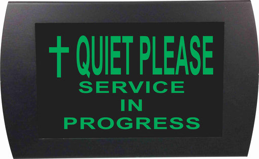 AMERICAN RECORDER - "QUIET PLEASE SERVICE IN PROGRESS" with Cross" LED Lighted Sign - AMERICAN RECORDER TECHNOLOGIES, INC.