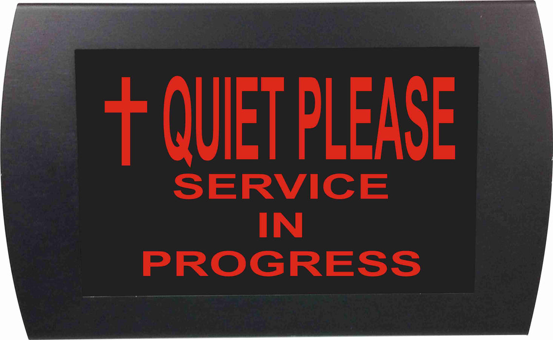 AMERICAN RECORDER - "QUIET PLEASE SERVICE IN PROGRESS" with Cross" LED Lighted Sign - AMERICAN RECORDER TECHNOLOGIES, INC.