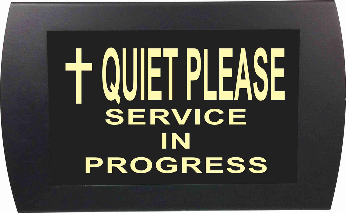 AMERICAN RECORDER - "QUIET PLEASE SERVICE IN PROGRESS" with Cross" LED Lighted Sign - AMERICAN RECORDER TECHNOLOGIES, INC.