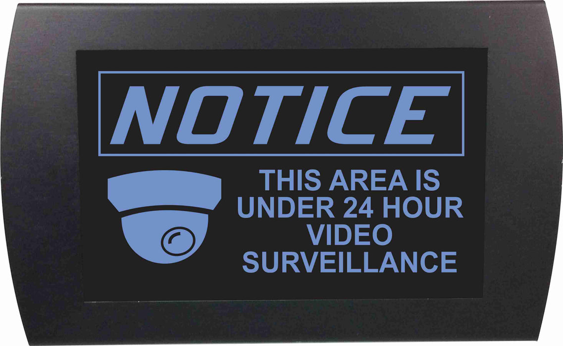 AMERICAN RECORDER - "NOTICE! This area is under 24 hour video surveillance" LED Lighted Sign - AMERICAN RECORDER TECHNOLOGIES, INC.