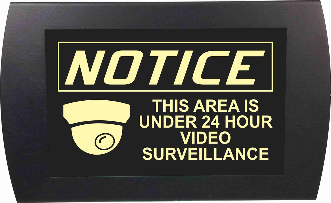 AMERICAN RECORDER - "NOTICE! This area is under 24 hour video surveillance" LED Lighted Sign - AMERICAN RECORDER TECHNOLOGIES, INC.