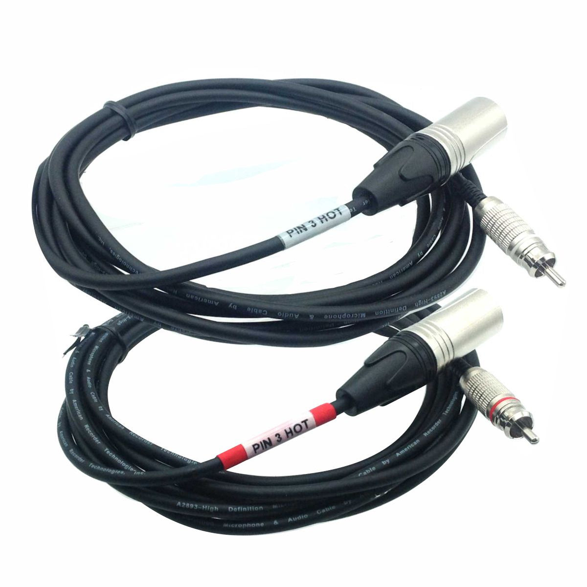 XLR Male with Pin 3 Hot to RCA Male Audio Cables Pair — AMERICAN