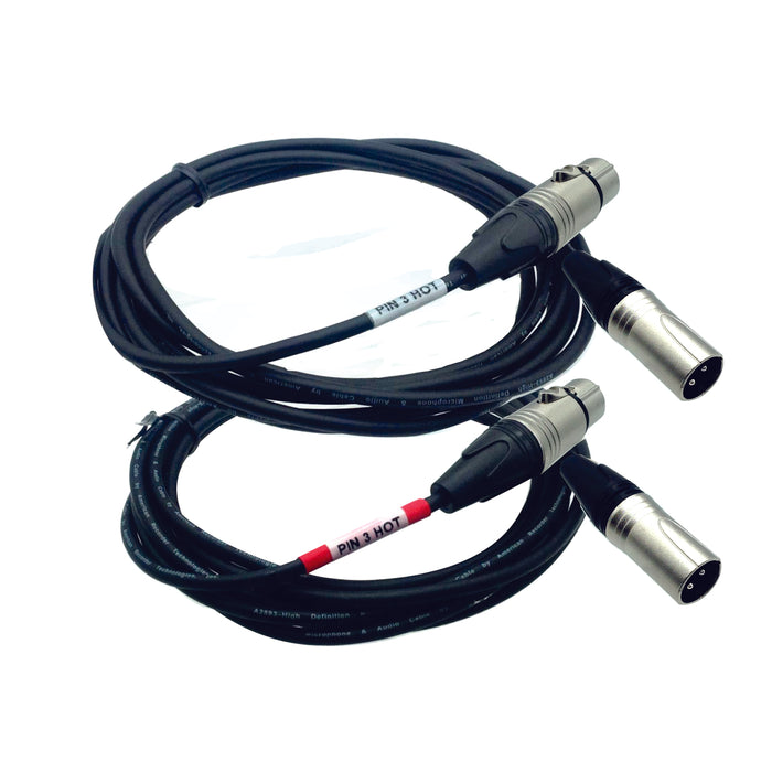 XLR Female with Pin 3 Hot to XLR Male Audio Cables - Pair - AMERICAN RECORDER TECHNOLOGIES, INC.