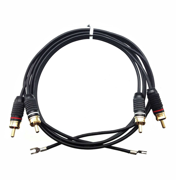 1 Foot 2-Channel Speaker Wire To RCA Adapter Cable – Connects Amp/Receiver To Powered Speakers | Gold Plated RCA Male To Bare Wire