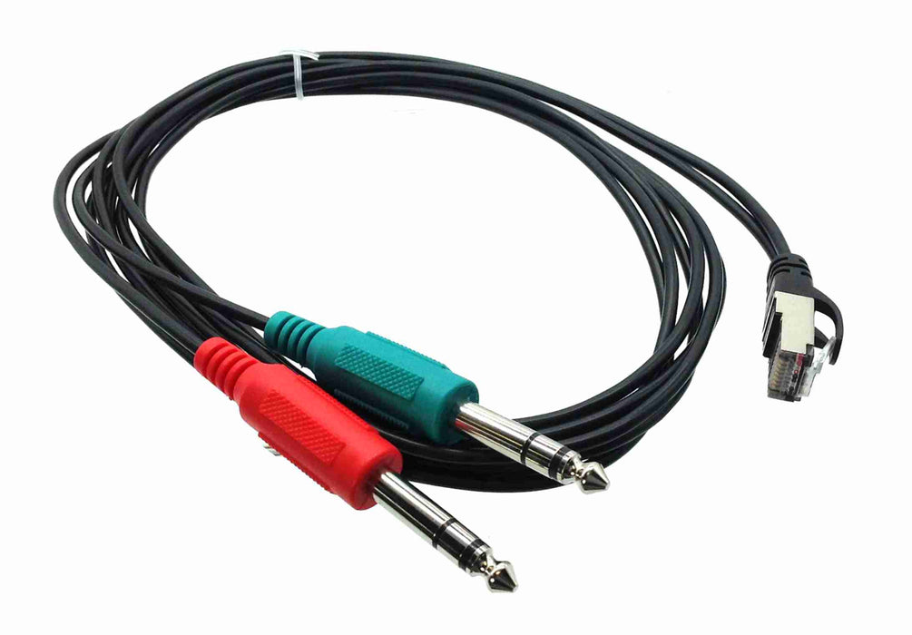 RJ45 (male) to Dual 1/4 inch TRS (male) Cable for AXIA - 6 feet - AMERICAN RECORDER TECHNOLOGIES, INC.