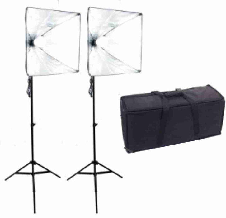 Zumm Photo 20 inch Square 2 Softbox Kit- 2 LEDs w/6 ft Stands (No bag) - AMERICAN RECORDER TECHNOLOGIES, INC.