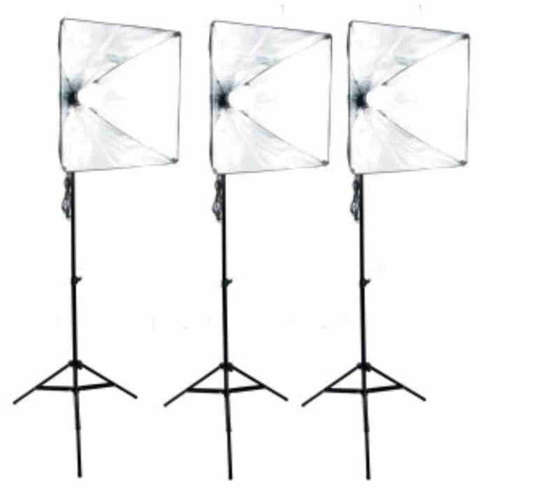 Zumm Photo 20 inch Square 3 Softbox Kit- 3 LEDs w/6 ft Stands - AMERICAN RECORDER TECHNOLOGIES, INC.