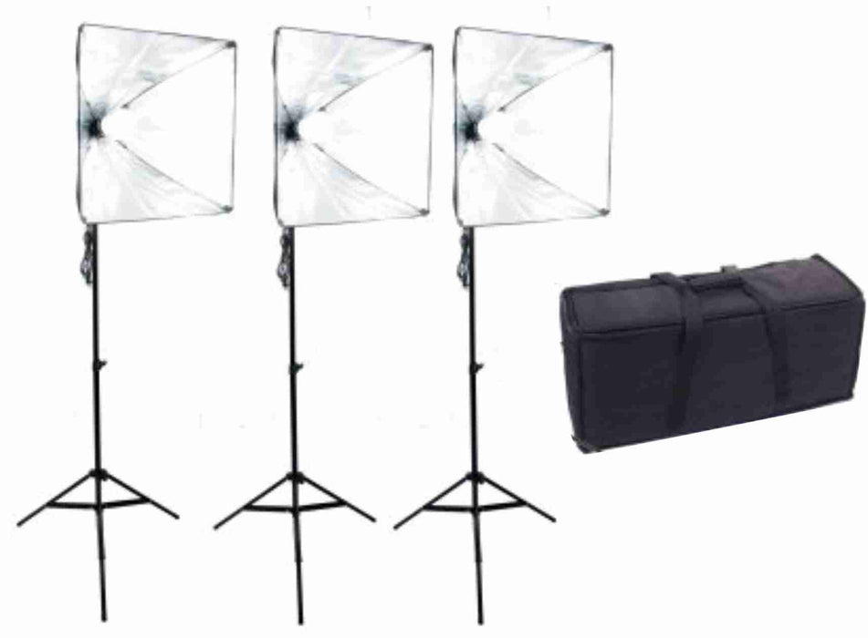 Zumm Photo 20 inch Square 3 Softbox Kit- 3 LEDs w/6 ft Stands - AMERICAN RECORDER TECHNOLOGIES, INC.