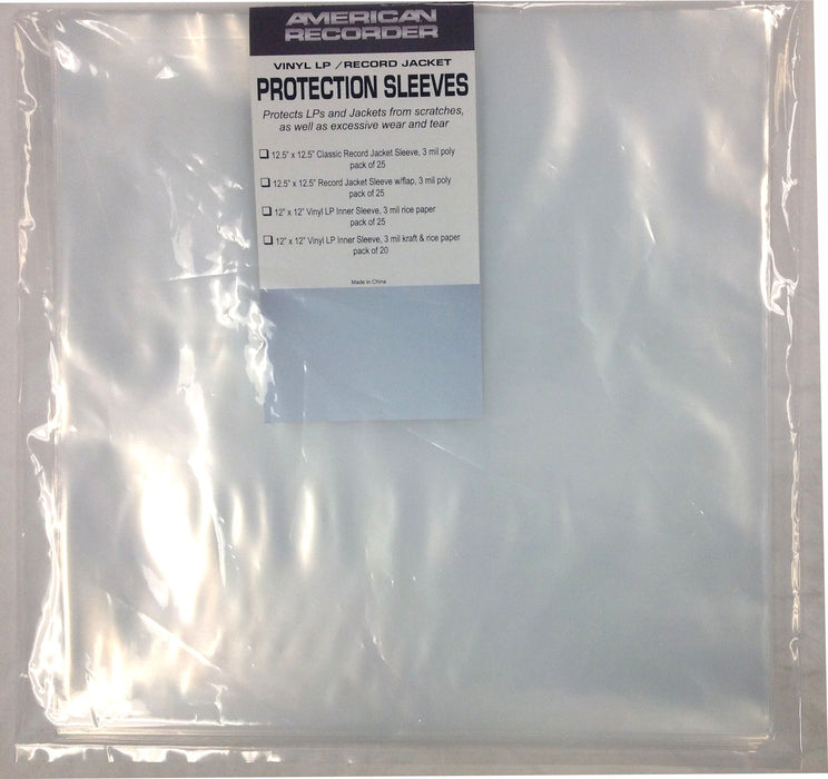 12.5" Heavy Duty Vinyl Disc LP Record Jacket Cover - pack of 25, Clear - AMERICAN RECORDER TECHNOLOGIES, INC.