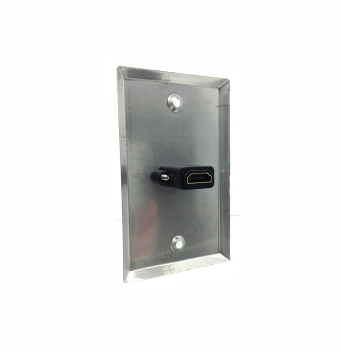 Single Gang HDMI Stainless Steel Wall Plate - Natural - AMERICAN RECORDER TECHNOLOGIES, INC.