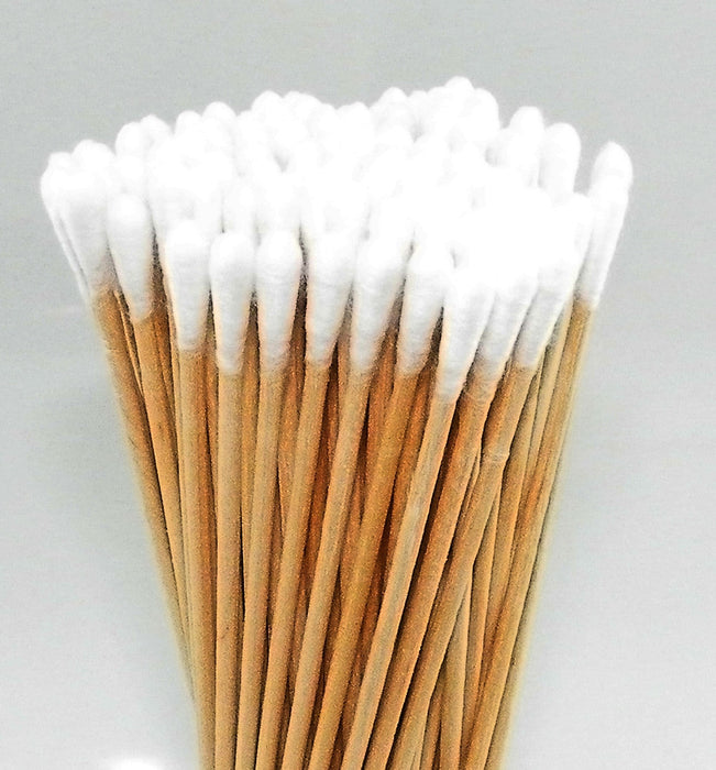 American Recorder Round Tip Cotton Swabs on  6 inch wooden stick - Bag of 100 - AMERICAN RECORDER TECHNOLOGIES, INC.